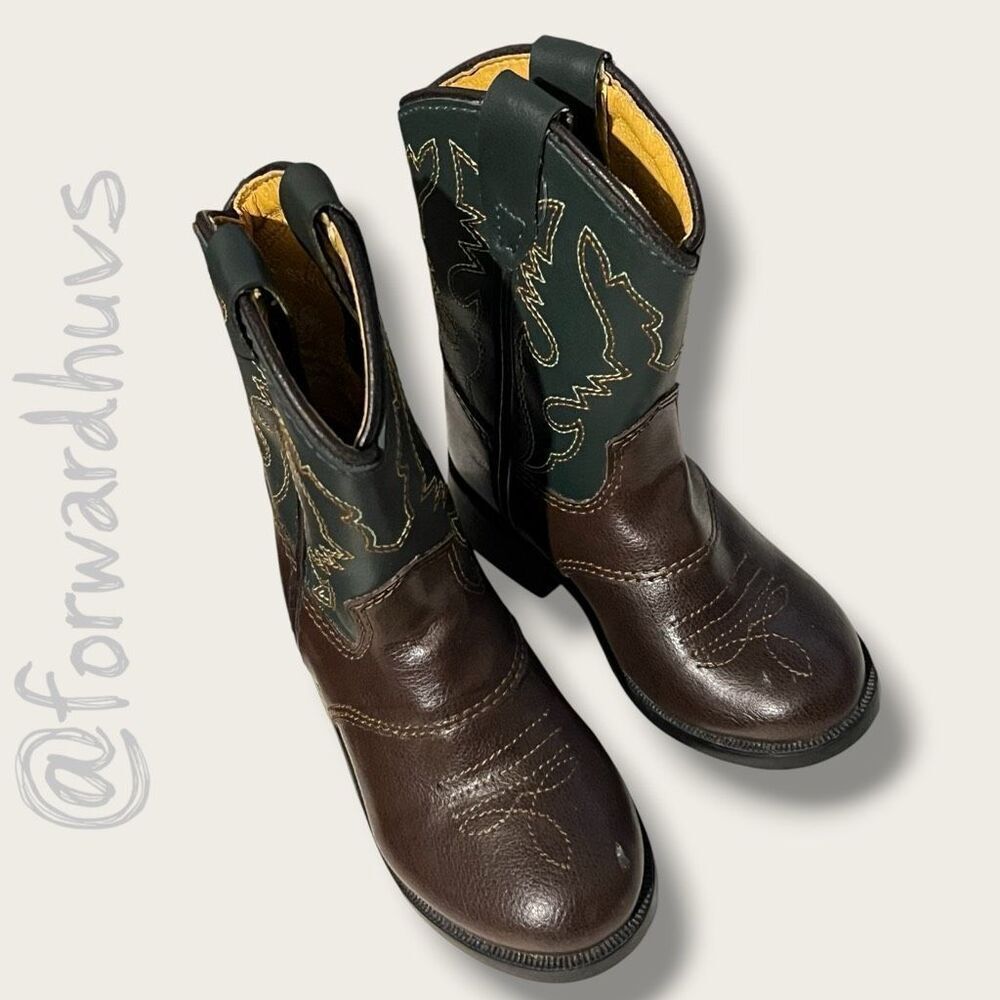 Smoky Mountain Toddler Brown & Green Roper Boots – Size 4 D